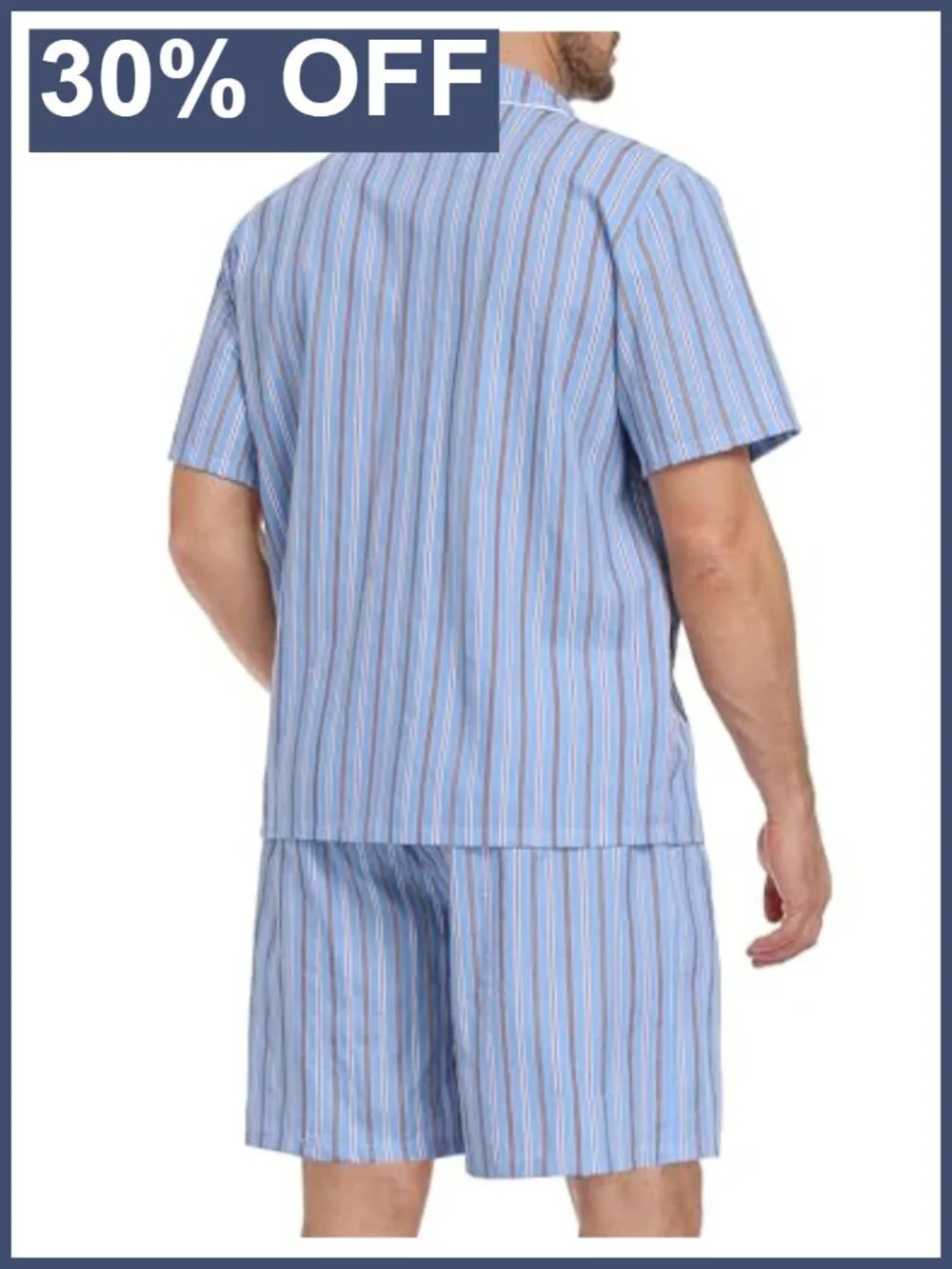Men's 100% Cotton Pajama Set - 2 Piece Button Down Short Sleeve Sleepwear with